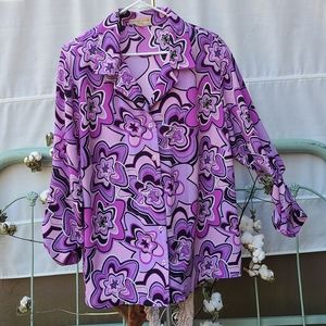 Plus Size  Floral Button up Top by Notatons XXXL